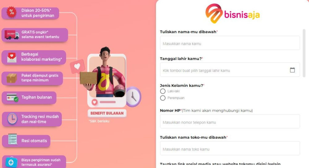 Isi data diri pribadi anteraja