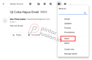 Cara mengembalikan email terhapus