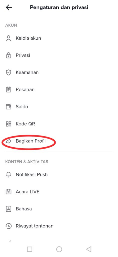 Cara bagikan url tiktok