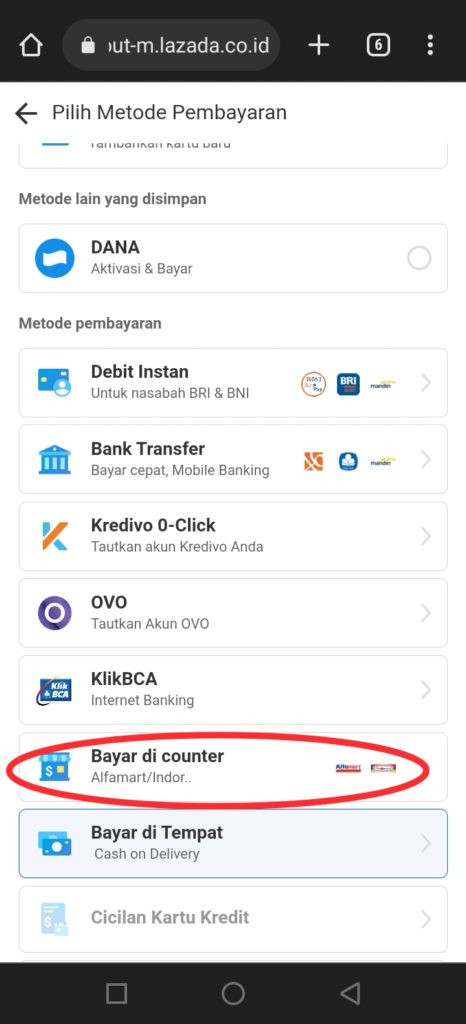 Bayar top up lazada di gerai indomaret