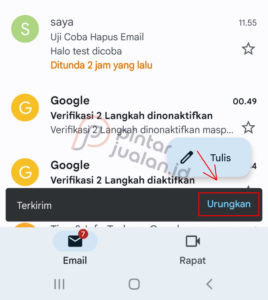 Membatalkan email yang sudah terkirim