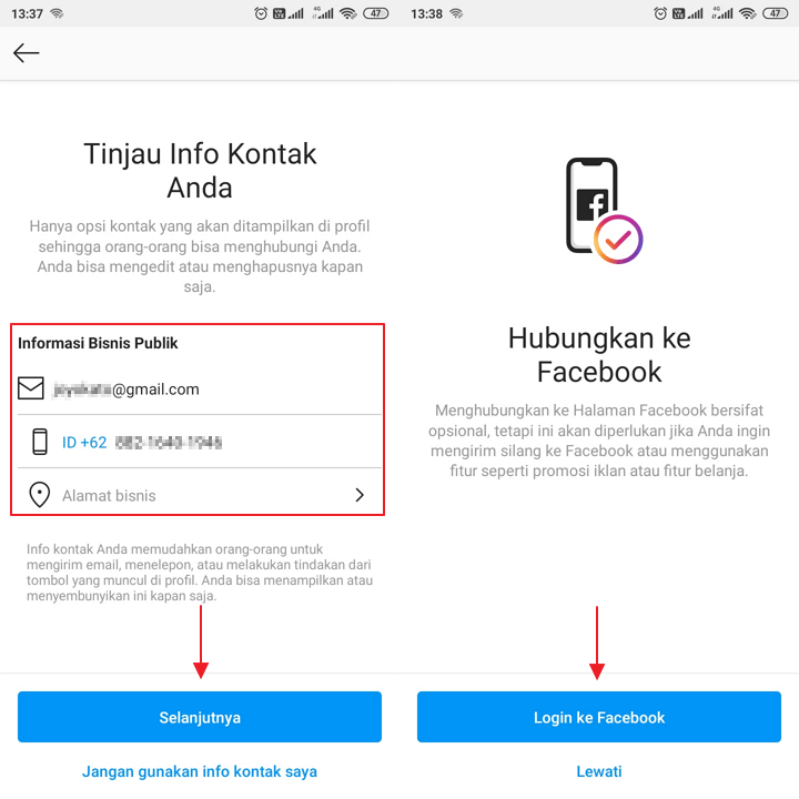 Informasi kontak ig