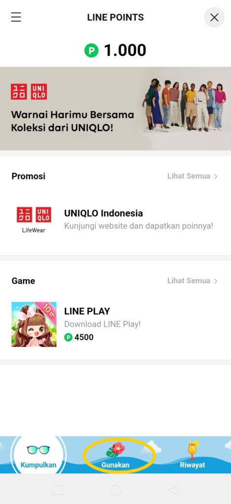 Gunakan poin line untuk belanja stiker