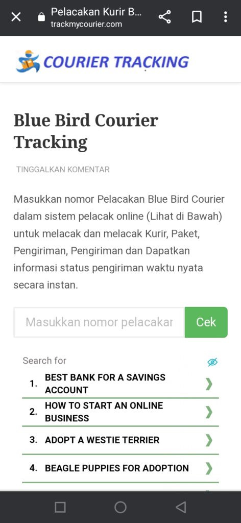 Cek nomor pelacakan my courier