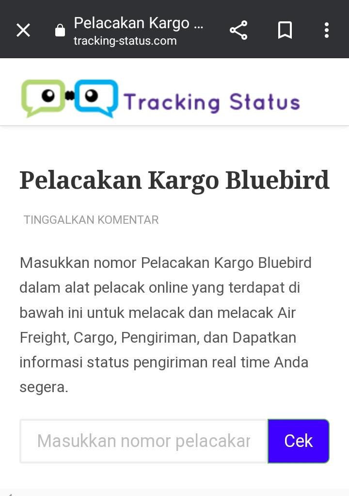 Cek nomor pengiriman bluebird kirim