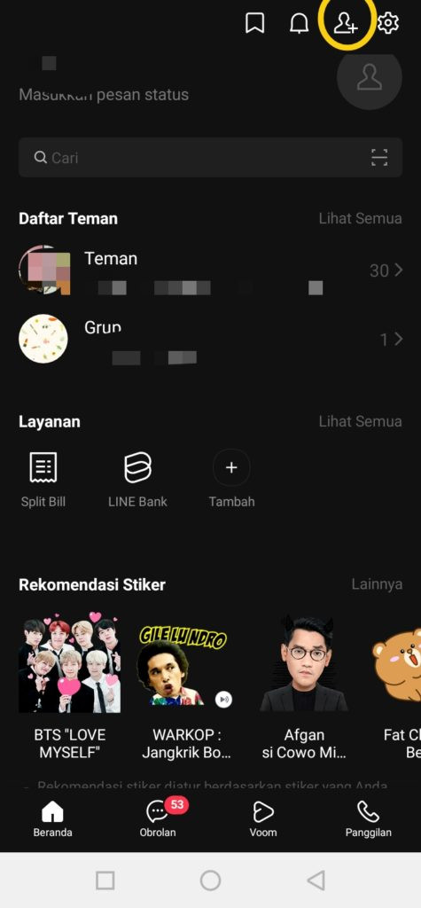 Undang teman di line