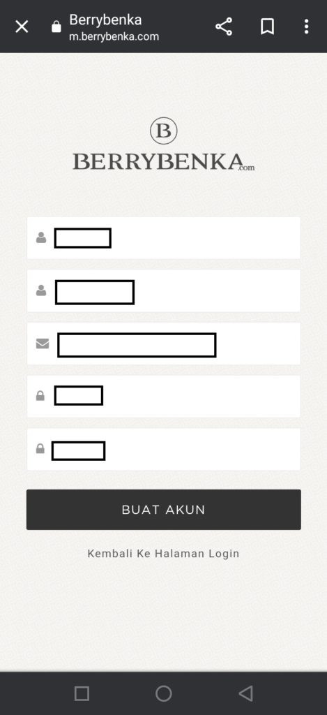 Formulir daftar akun