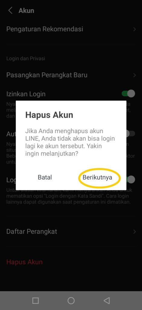 Hapus line di pc