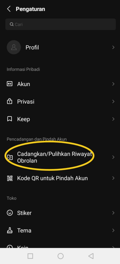 Cara backup line dengan mudah