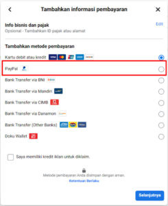 Cara menggunakan paypal untuk pembayaran iklan facebook