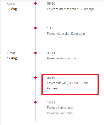 Nama dan jasa kurir sicepat