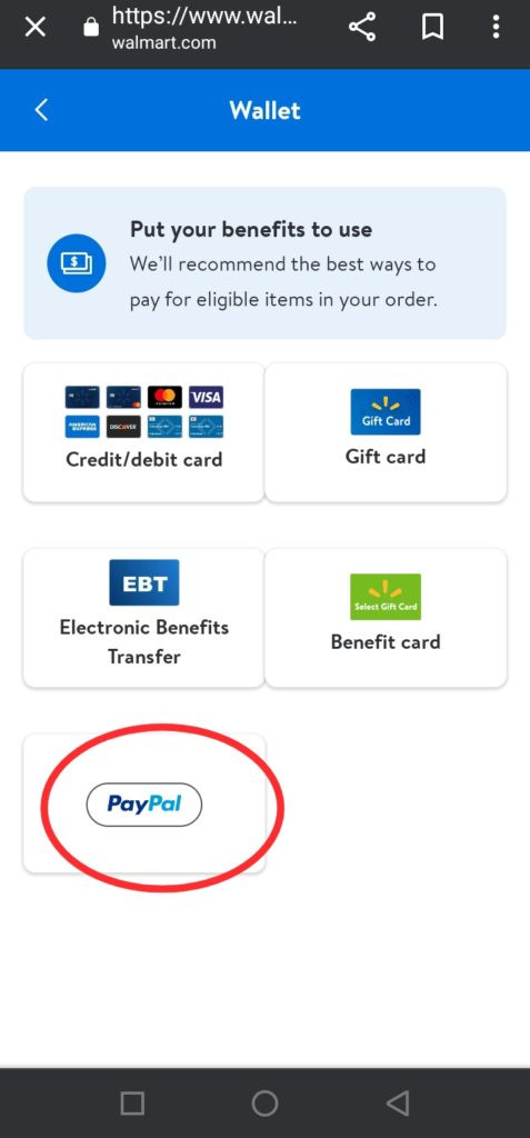 Paypal di walmart