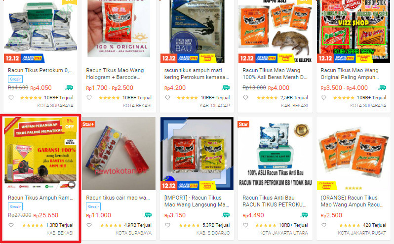 Produk racun tikus di shopee