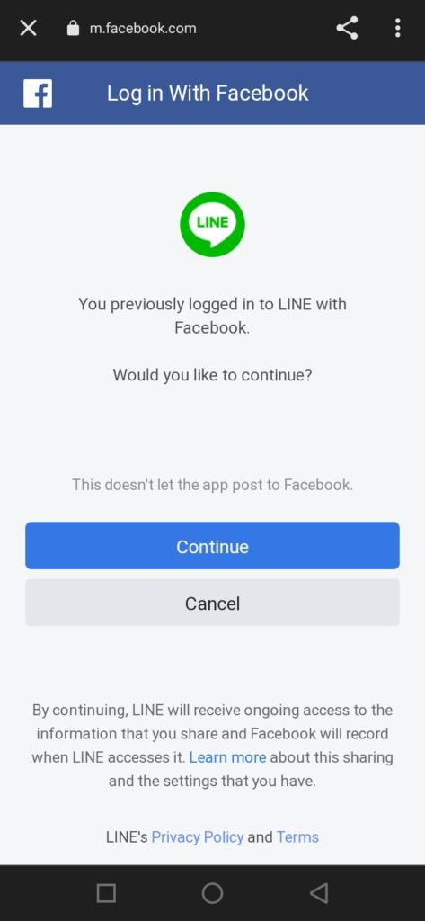 Lanjutkan penggunaan facebook di line