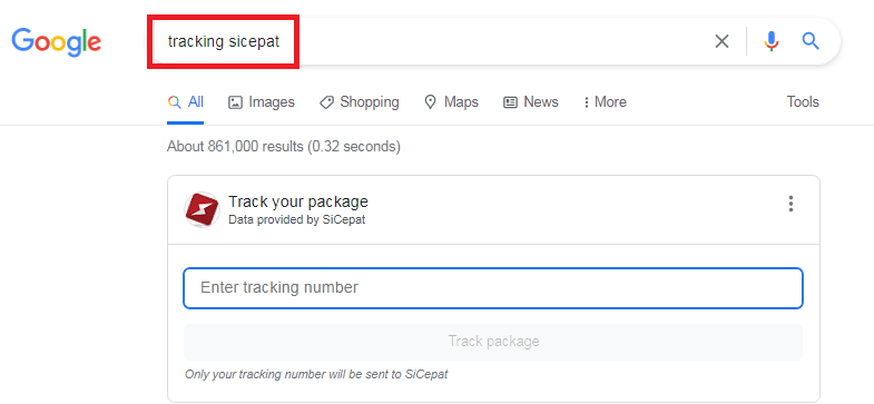 Tracking sicepat via google