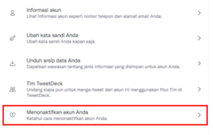 Cara hapus akun twitter