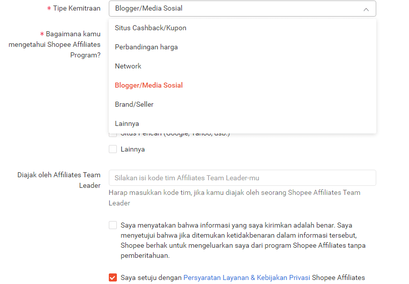 6 tipe kemitraan shopee affiliate terbaru