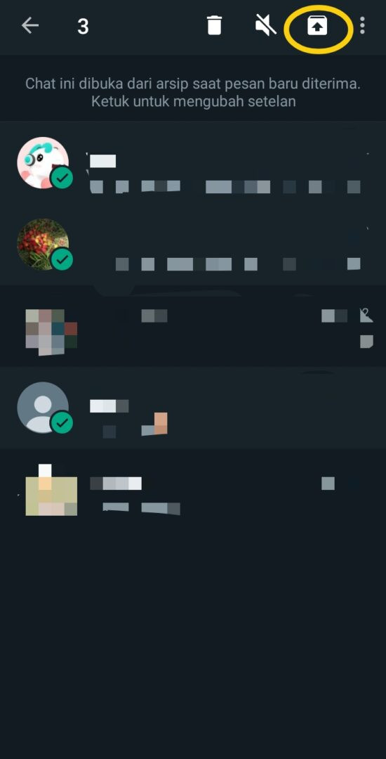 Cara mengembalikan archive chat whatsapp