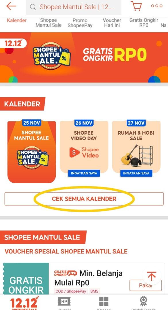 Cara mengetahui kalender shopee