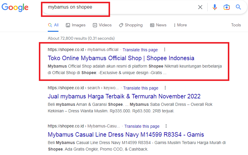 Bagaimana cara mencari nama toko di shopee