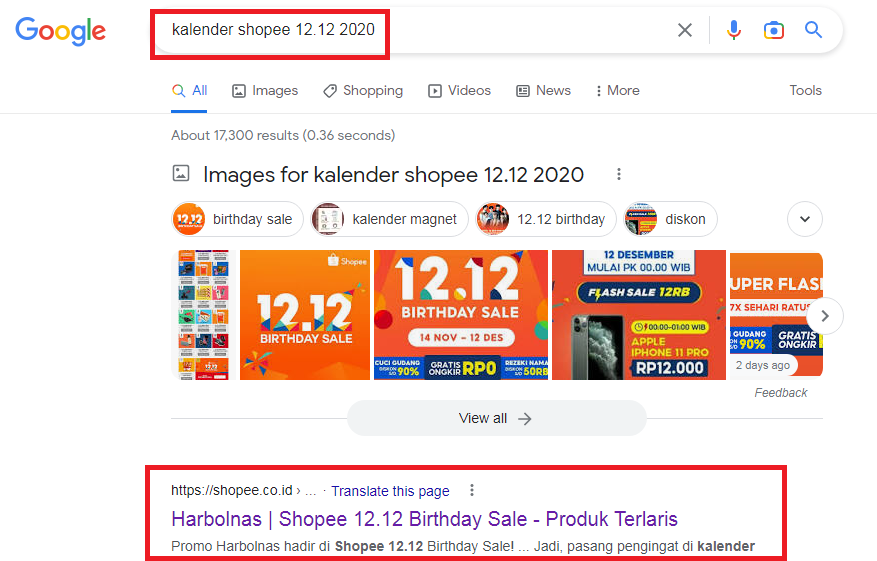 Cara melihat kalender shopee 2022