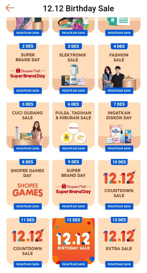 Langkah-langkah melihat kalender shopee