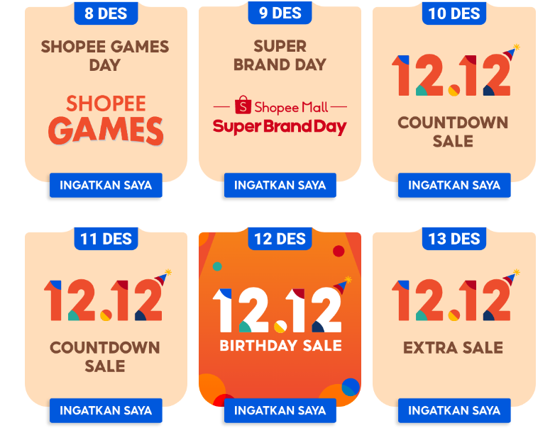 Daftar jadwal shopee