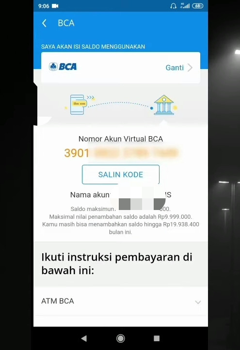 Cara melihat kode virtual account dana