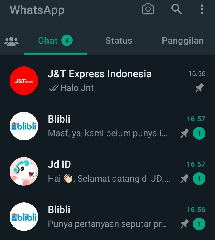 Cara pin chat wa lebih dari 3