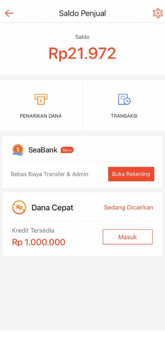 Saldo penjual shopee