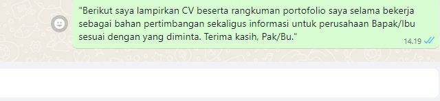 Cara mengirim lamaran kerja lewat whatsapp