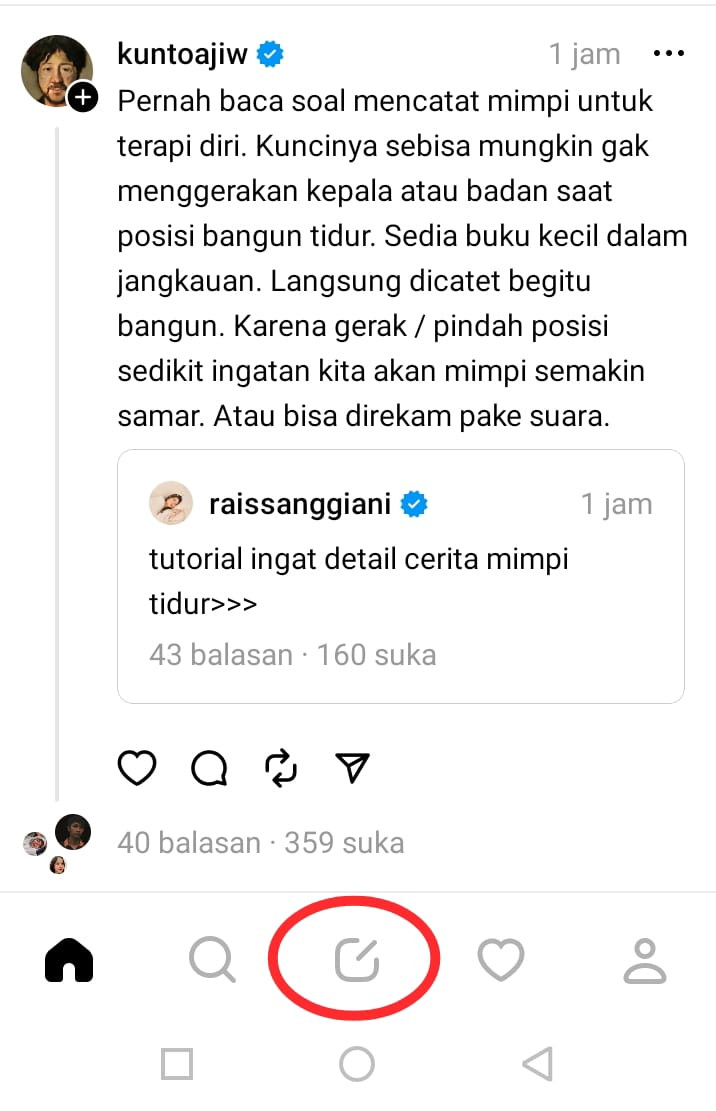 Cara bikin status di threads instagram