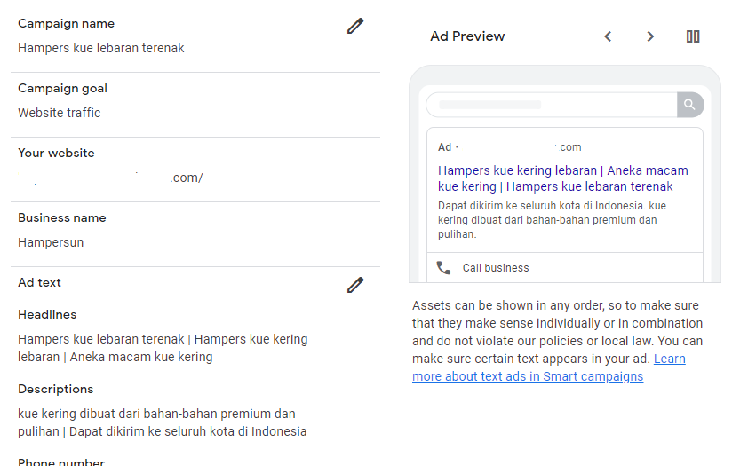 Contoh iklan google ads