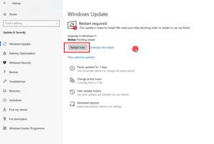 upgrade update windows 11 - restart now