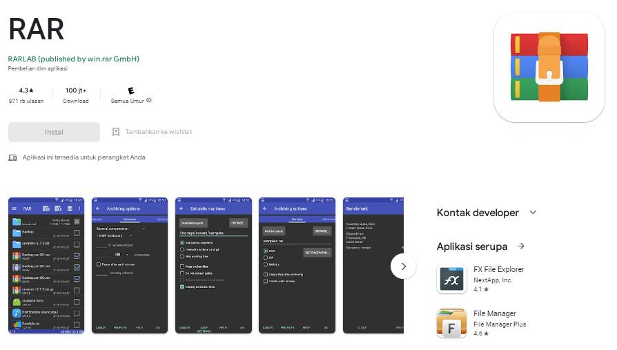 situs aplikasi RAR/ZIP terbaik untuk HP dan Laptop