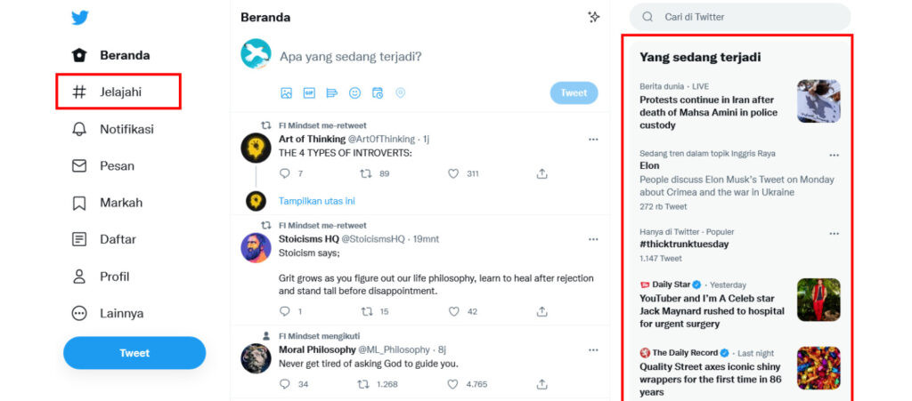 cara melihat trending twitter
