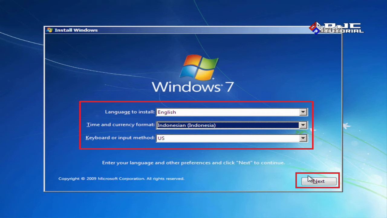 Cara instal windows 7