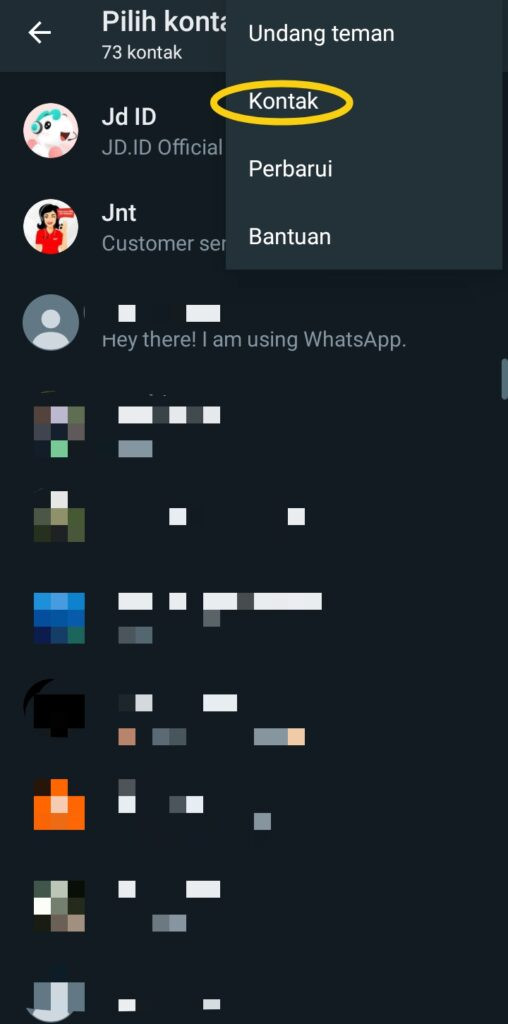 cara menghapus kontak di whatsapp secara bersamaan