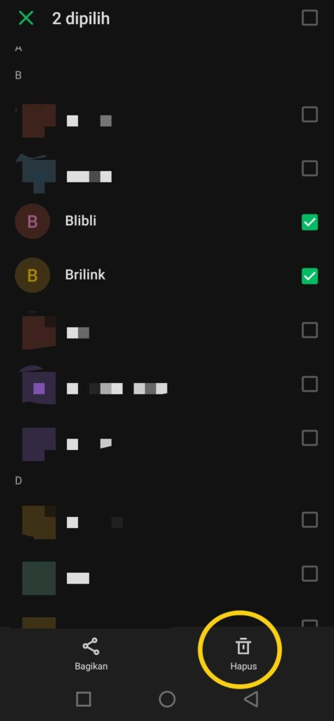 cara hapus kontak wa cepat