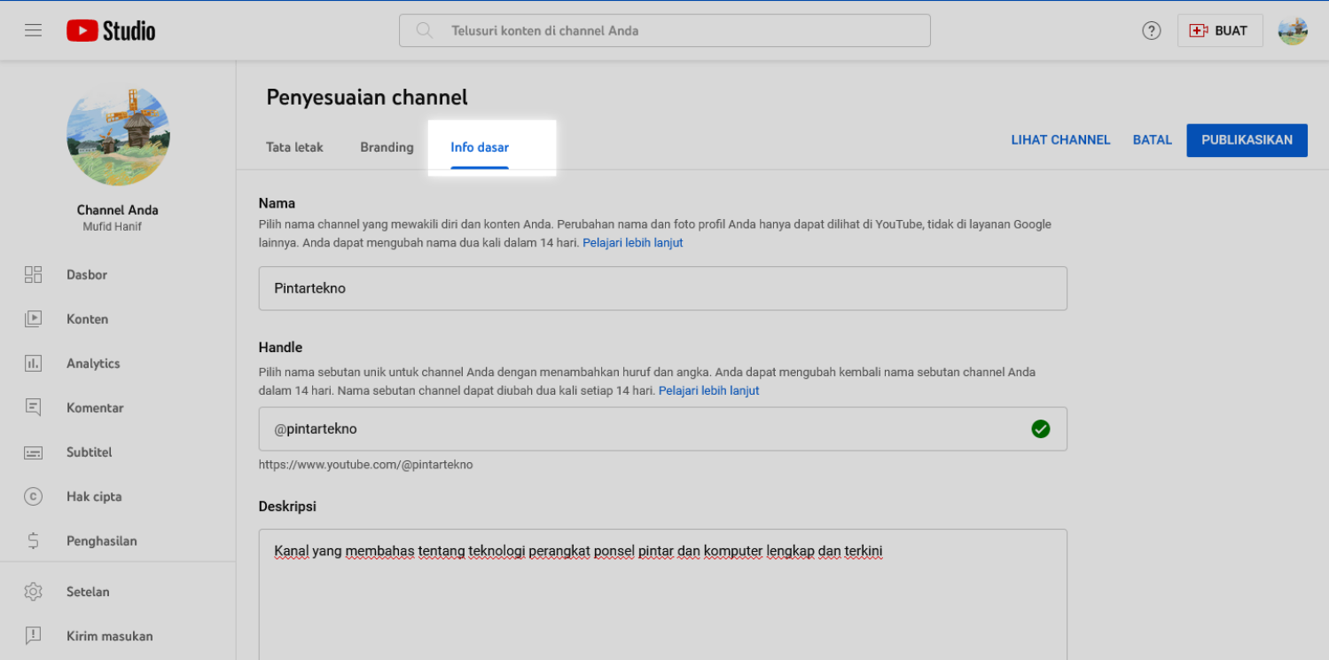 Cara Mengganti Nama Channel YouTube di Laptop & HP Dengan Mudah