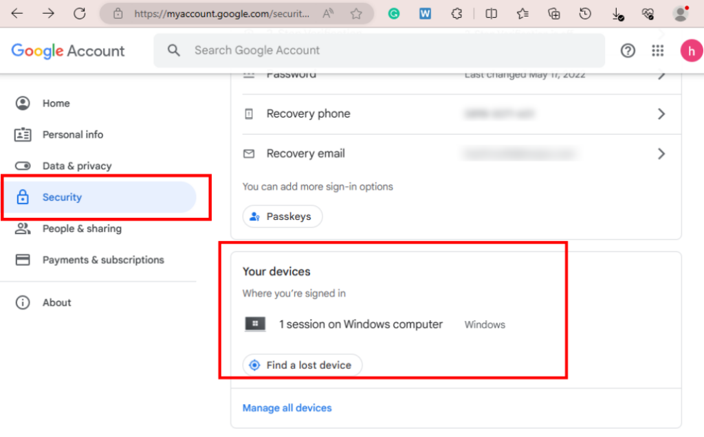 cara melacak laptop hilang - google security - your devices