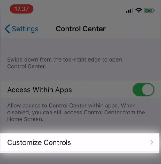 control center - customize control - Cara Merekam Panggilan WhatsApp iphone