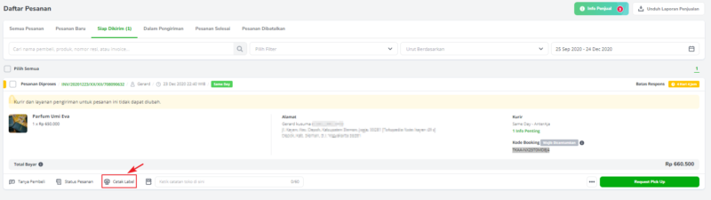 Cara cetak label pesanan di tokopedia