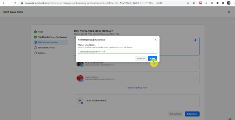 Konfirmasi email bisnis facebook