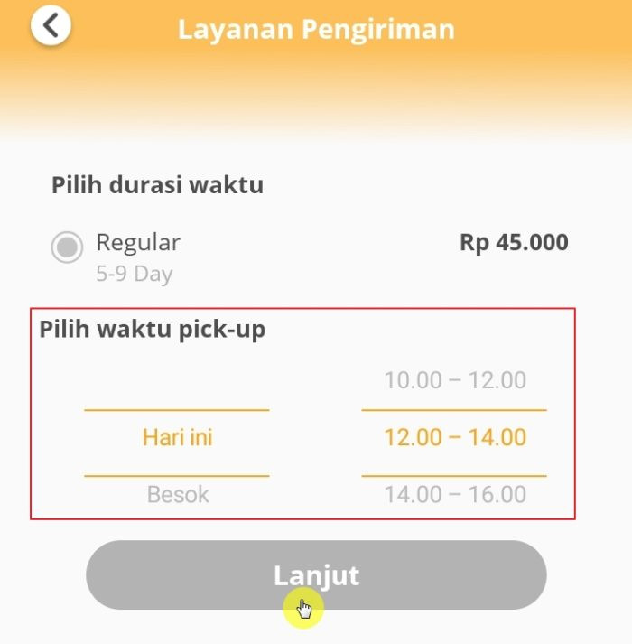 Pilih waktu pic-up anteraja