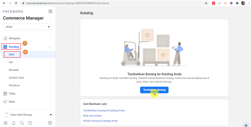 Tambahkan barang ke katalog facebook