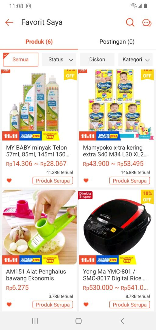 Wishlist di shopee