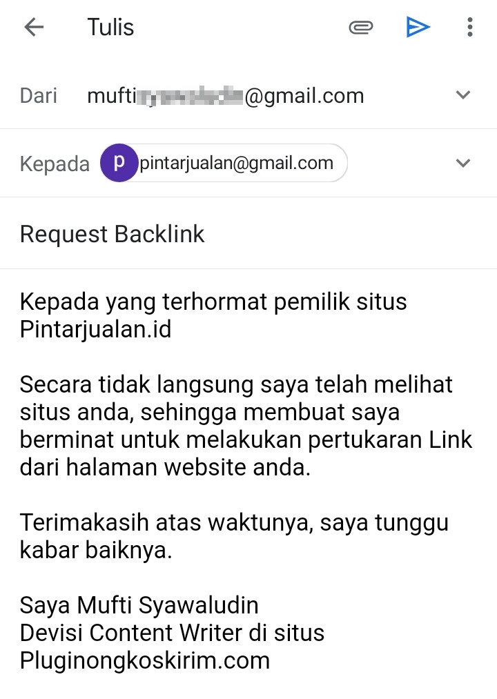 Mengajukan link dari website lain