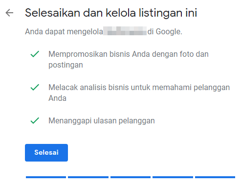 Pendaftaran google my business selesai