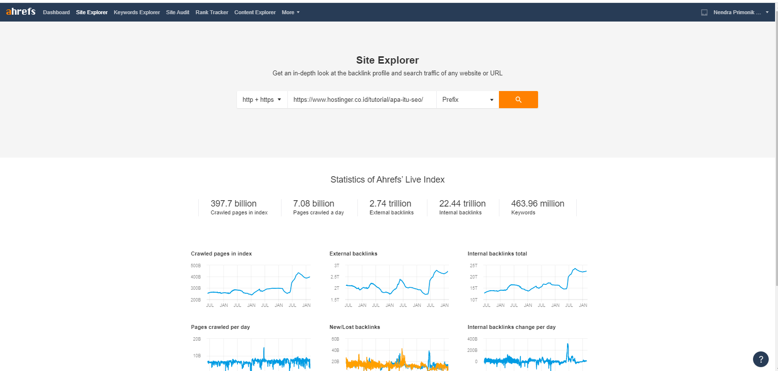 Riset keyword kompetitor di ahrefs